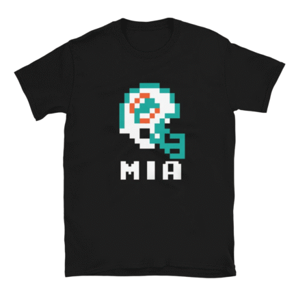 MIAMI DOLPHINS ADULT T-SHIRT RETRO TECMO BOWL FOOTBALL NINTENDO TUA TYREEK NEW